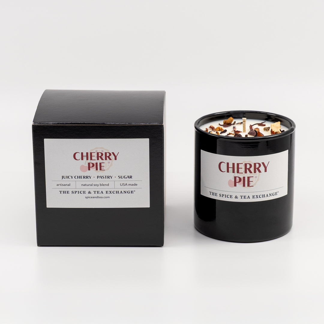Cherry Pie Candle next to its box