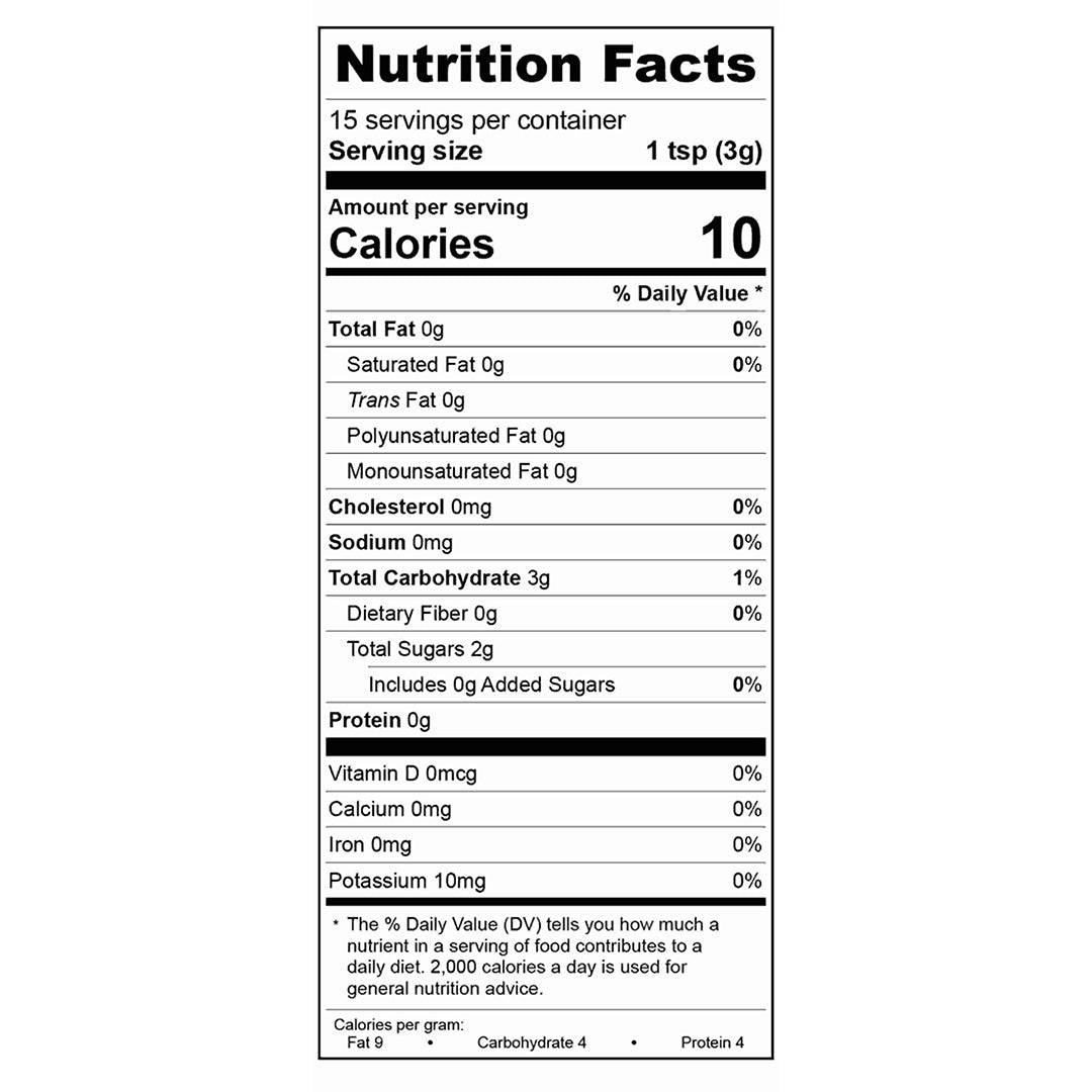 Florida Sunshine Sugar Nutrition