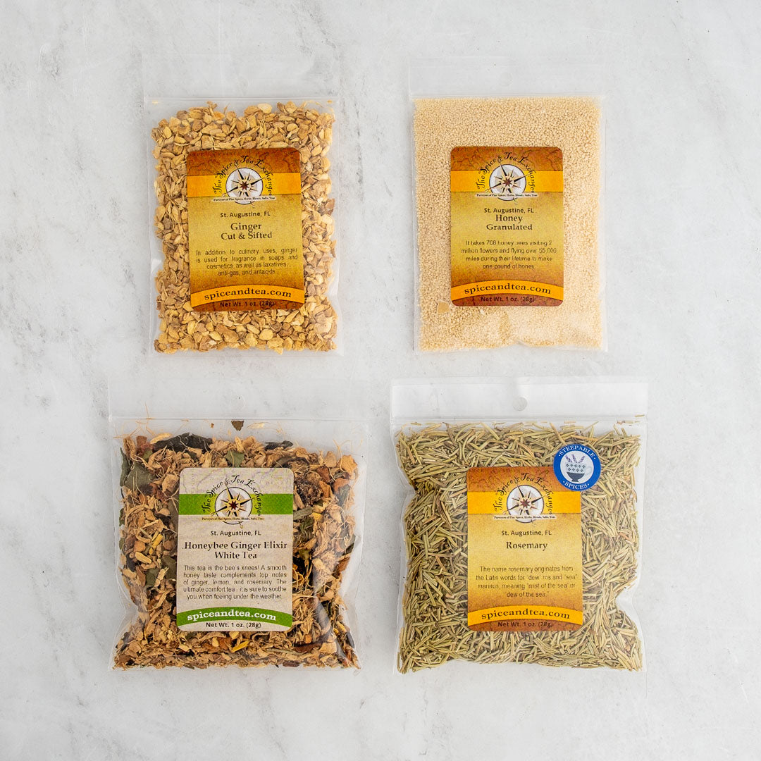 Honey Ginger Rosemary Elixir Sampler - contents