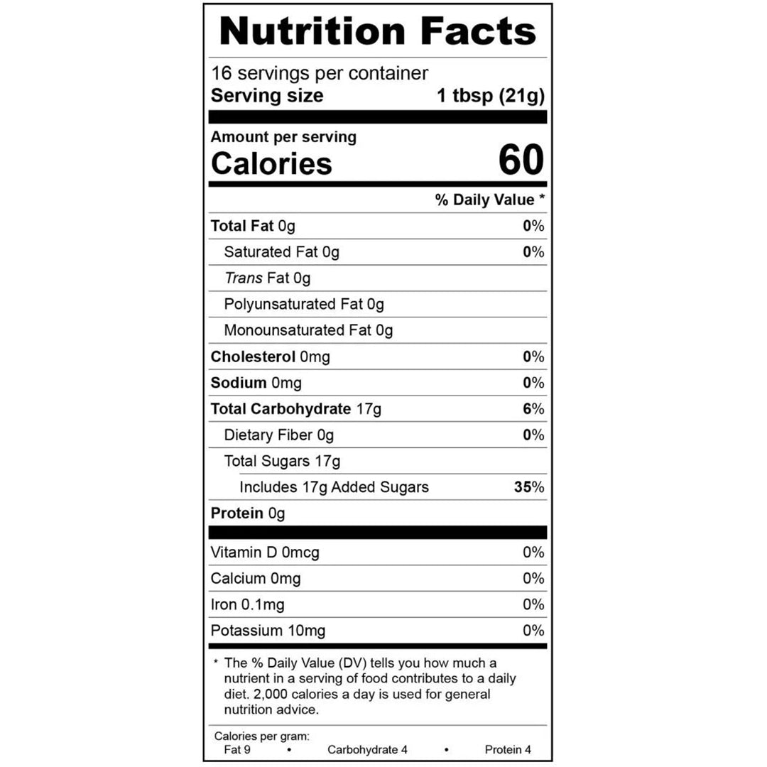 Vanilla Honey Jar - 12 oz Nutrition Facts