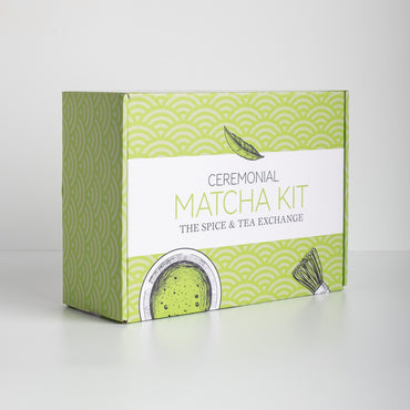 Ceremonial Matcha Kit packaging with green and white design on a white background