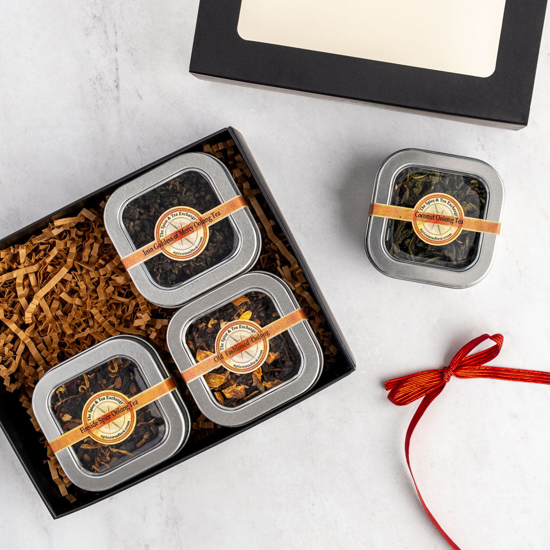 Oolong Lover's 4 Tin Gift Box contents