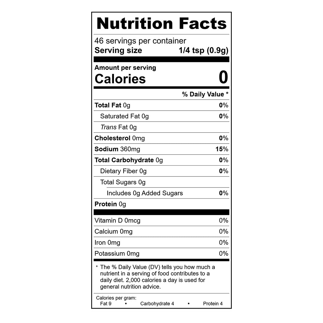 Vanilla Bean Sea Salt Nutrition Facts