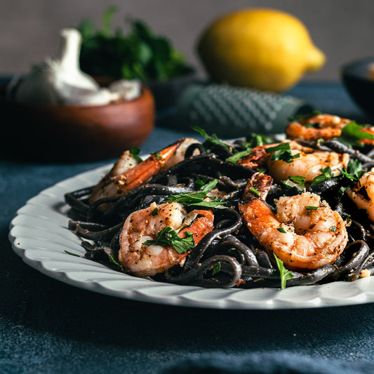 Squid Ink Pasta with Shrimp