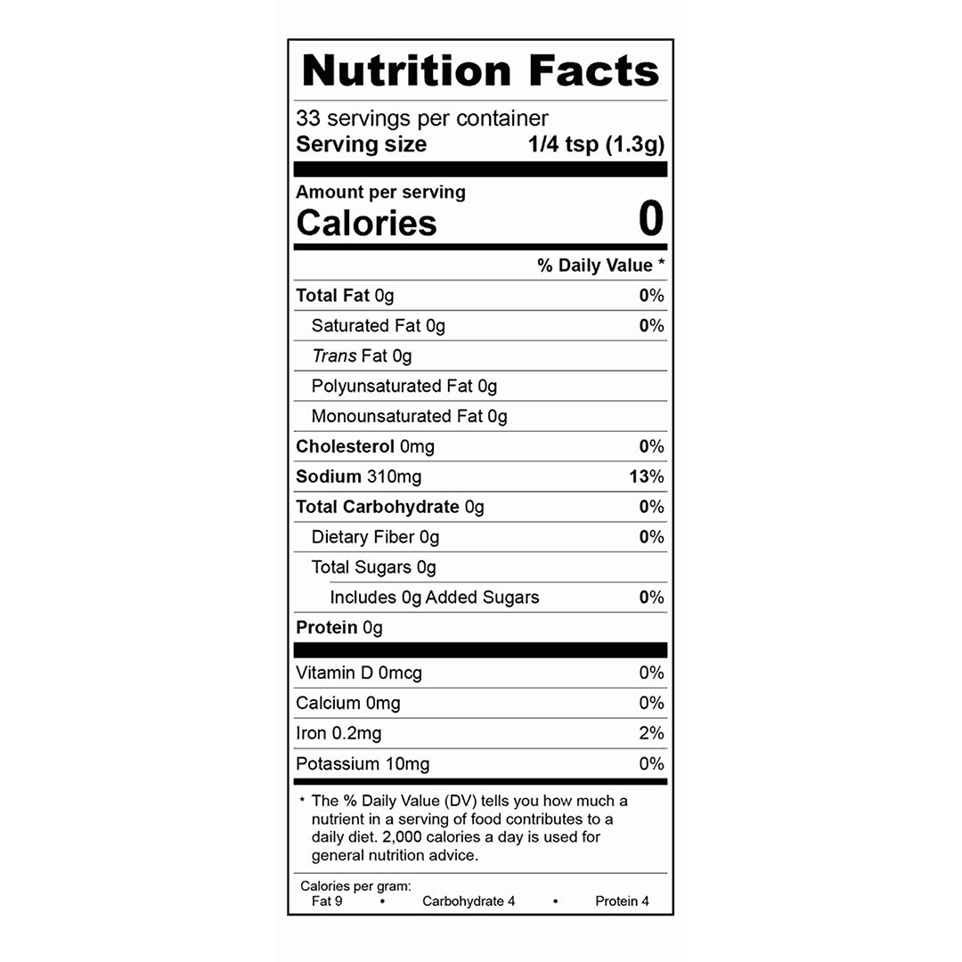 A Salt For all Seasons Nutrition Facts
