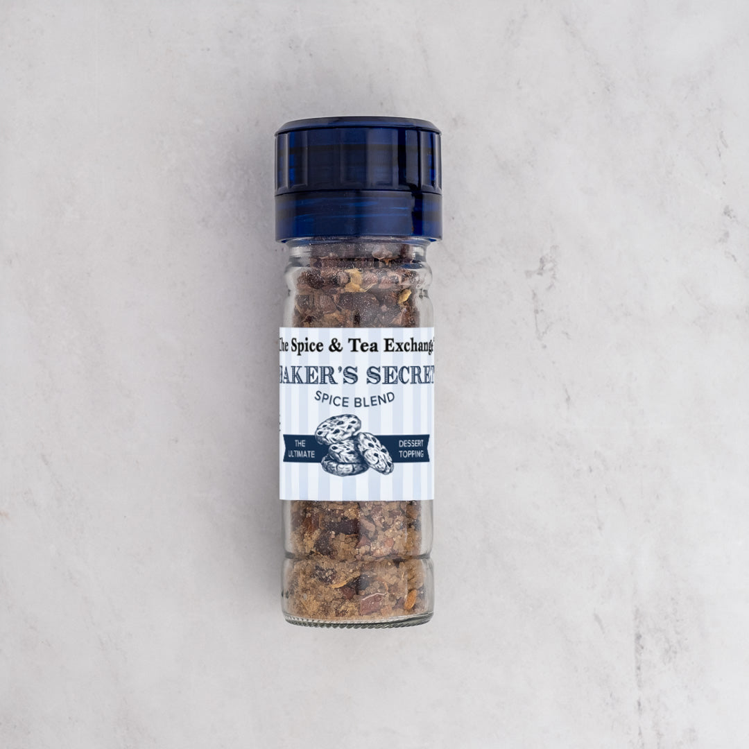 Baker's Secret spice blend container on a light gray background