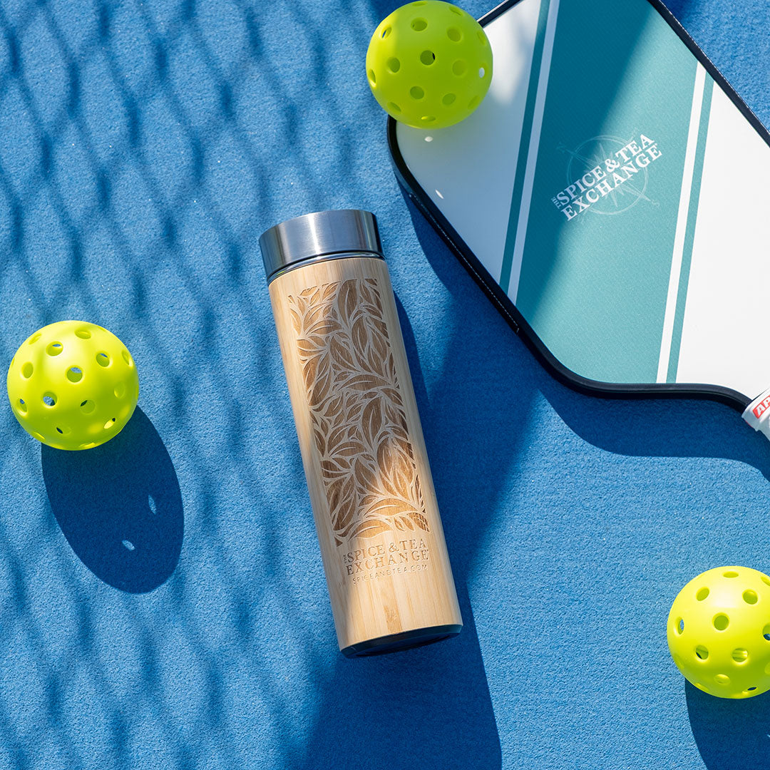 Bamboo Leaf Travel Tumbler on Pickleball Court