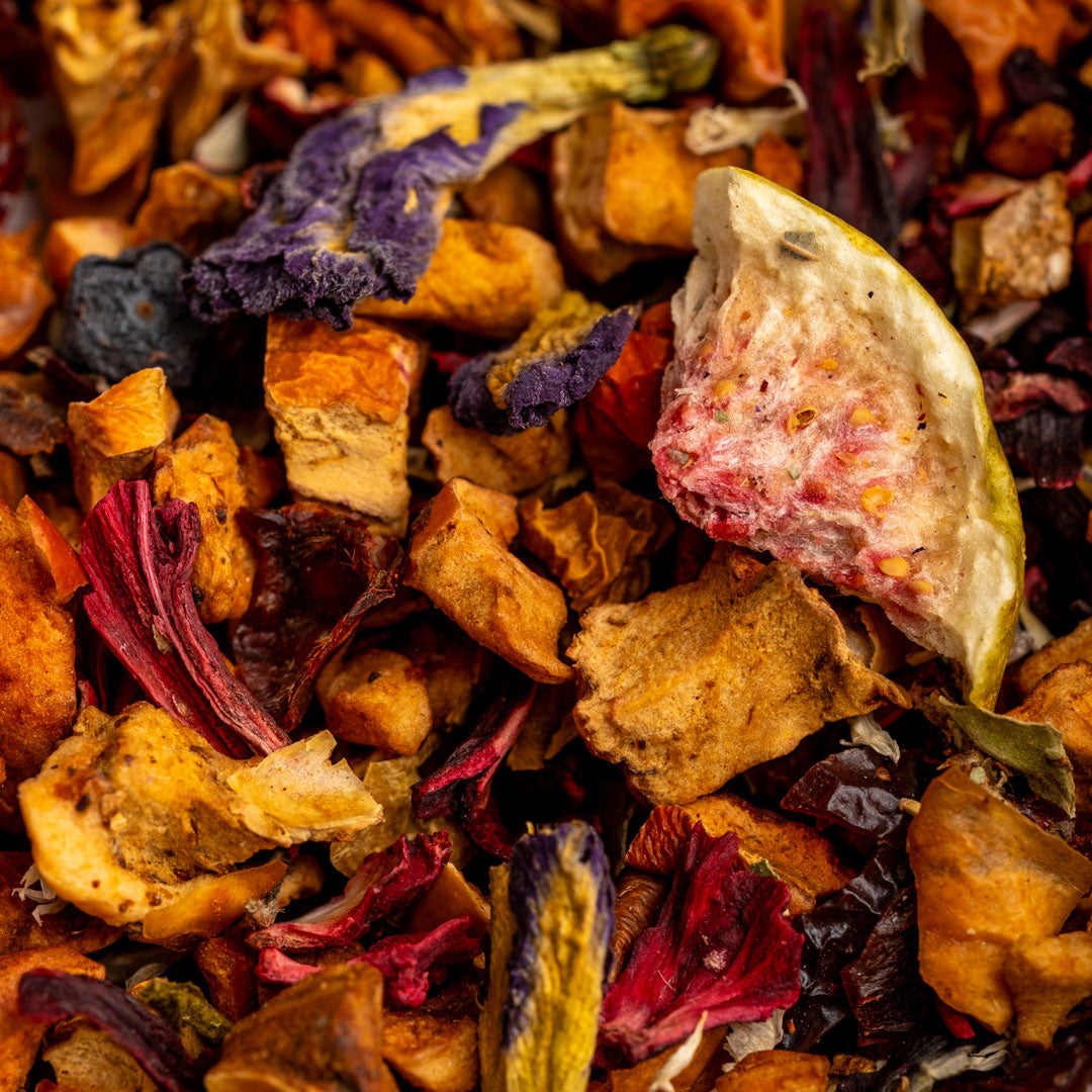 Blueberry Yogurt Herbal Tea loose leaf close up