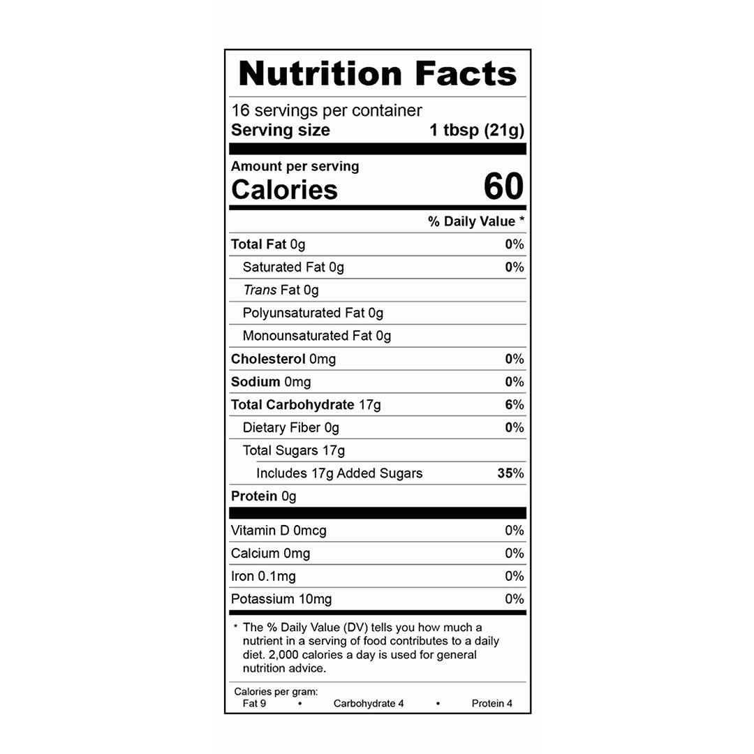 Bourbon Honey Jar - 12 oz Nutrition Facts