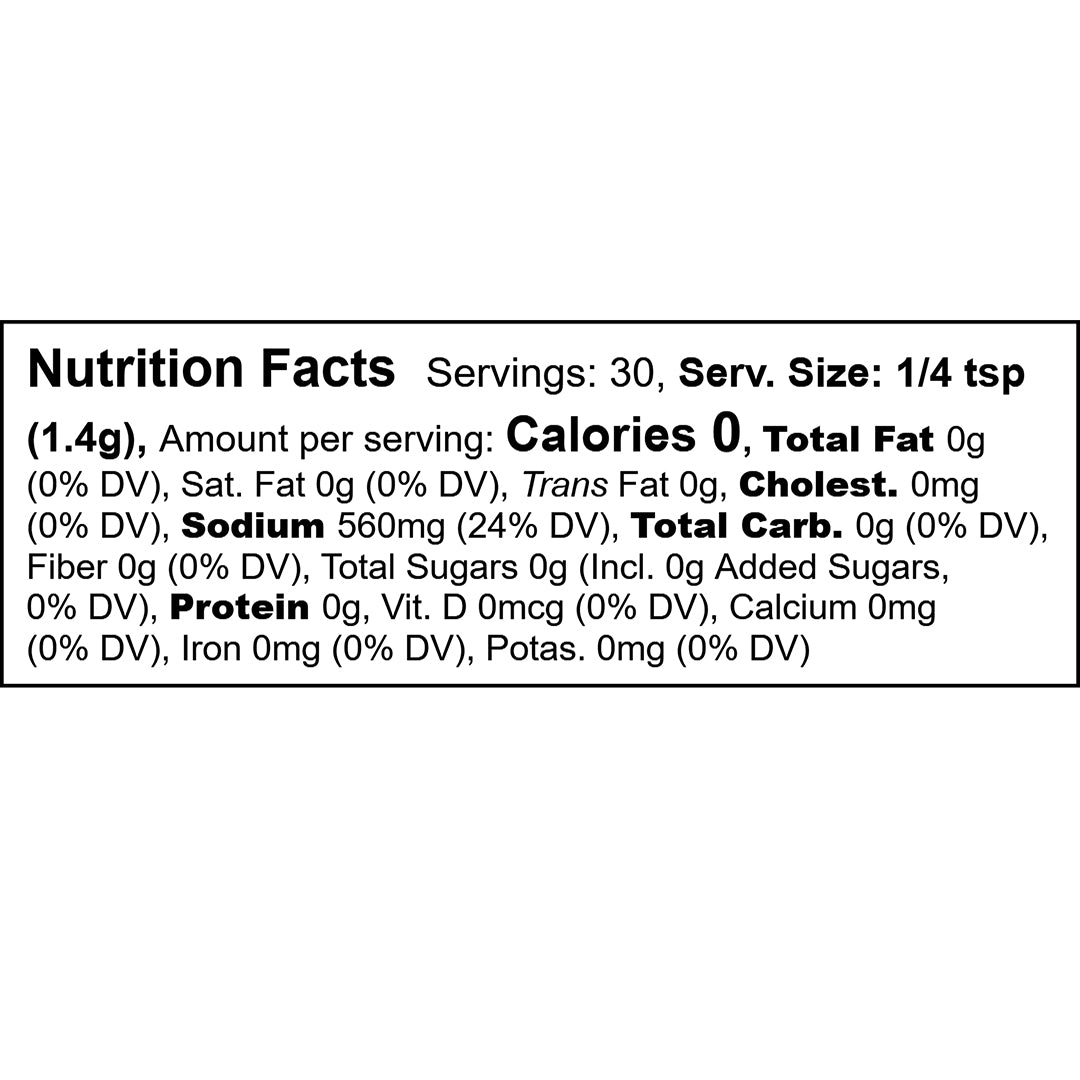 Bourbon Smoked Sea Salt Nutrition Facts