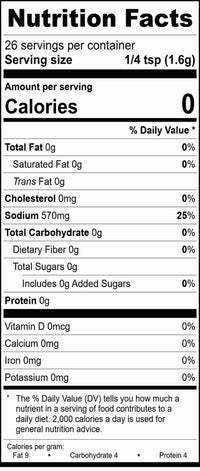 Celery Seasoning Sea Salt nutrition facts