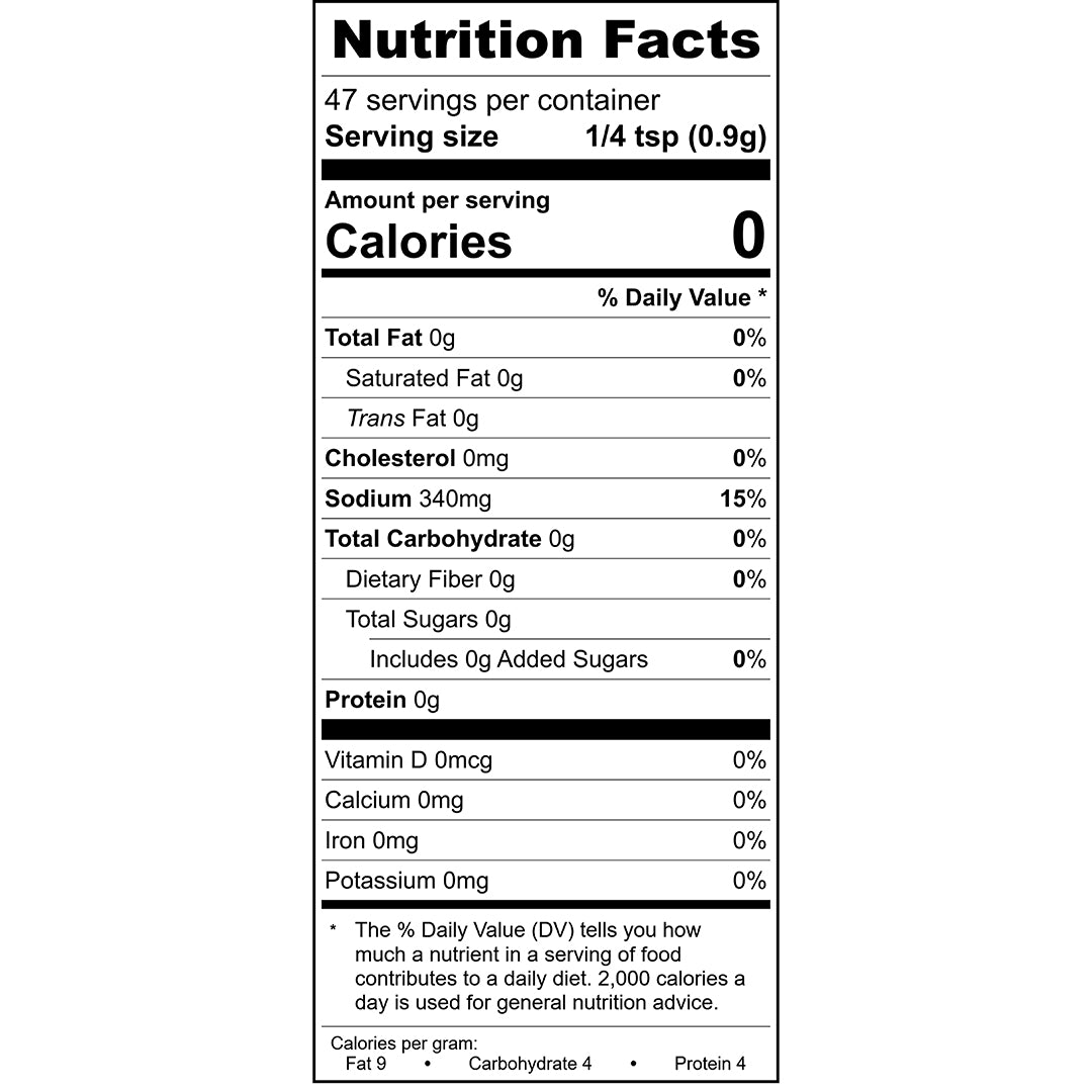 Chipotle Smoked Sea Salt Nutrition Facts