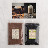 Chocolate Mint Drink Duo (Kit) recipe car and two bags of product: Peppermint Patty Sugar & Black Chocolate Black Tea.