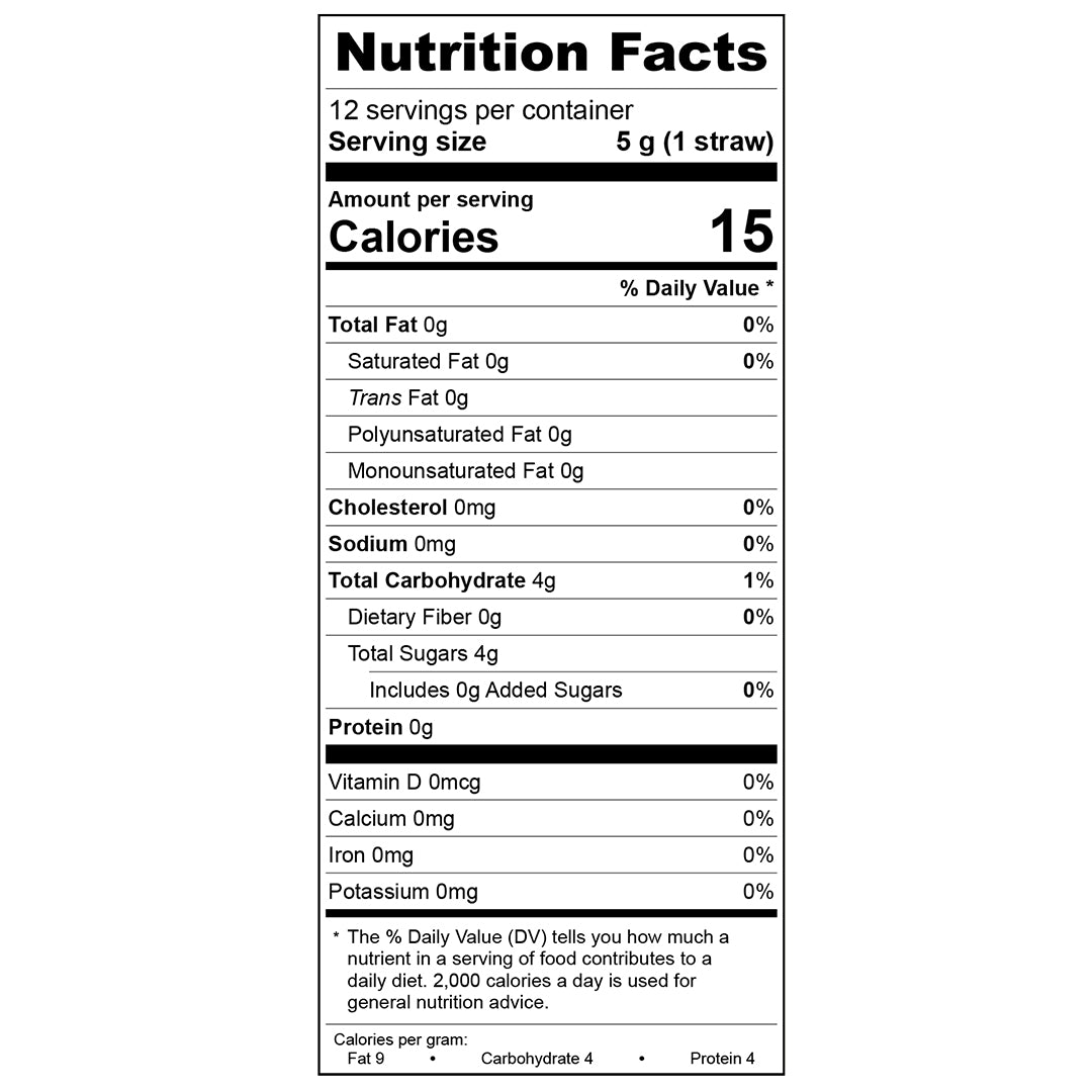 Cocoa Honey Straws Nutrition Facts