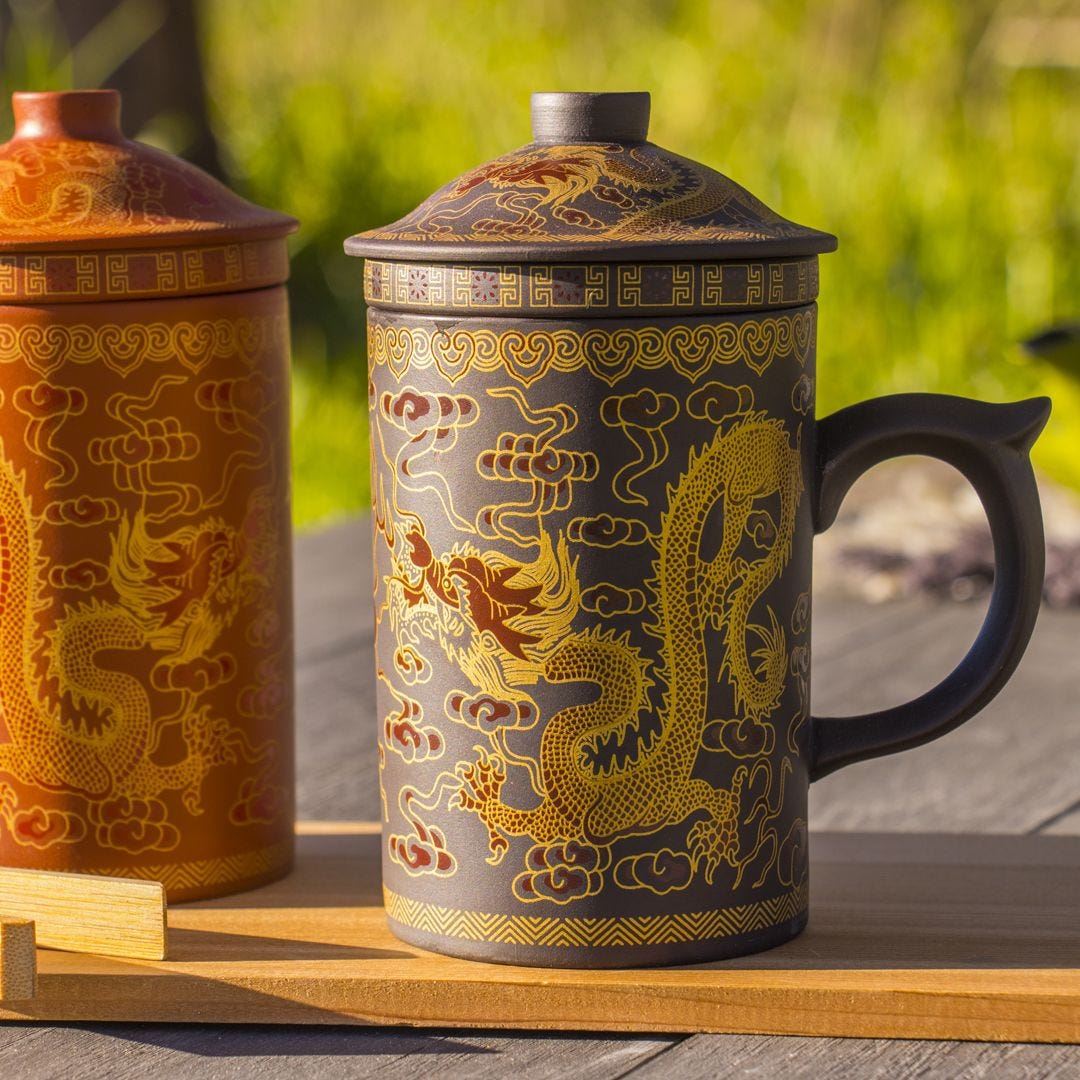 Rust and Dark Brown Dragon Tea Mug Infusers