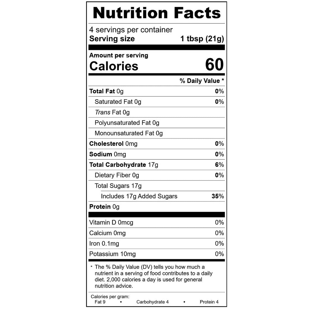 Elderberry Whipped Honey Jar Nutrition Facts