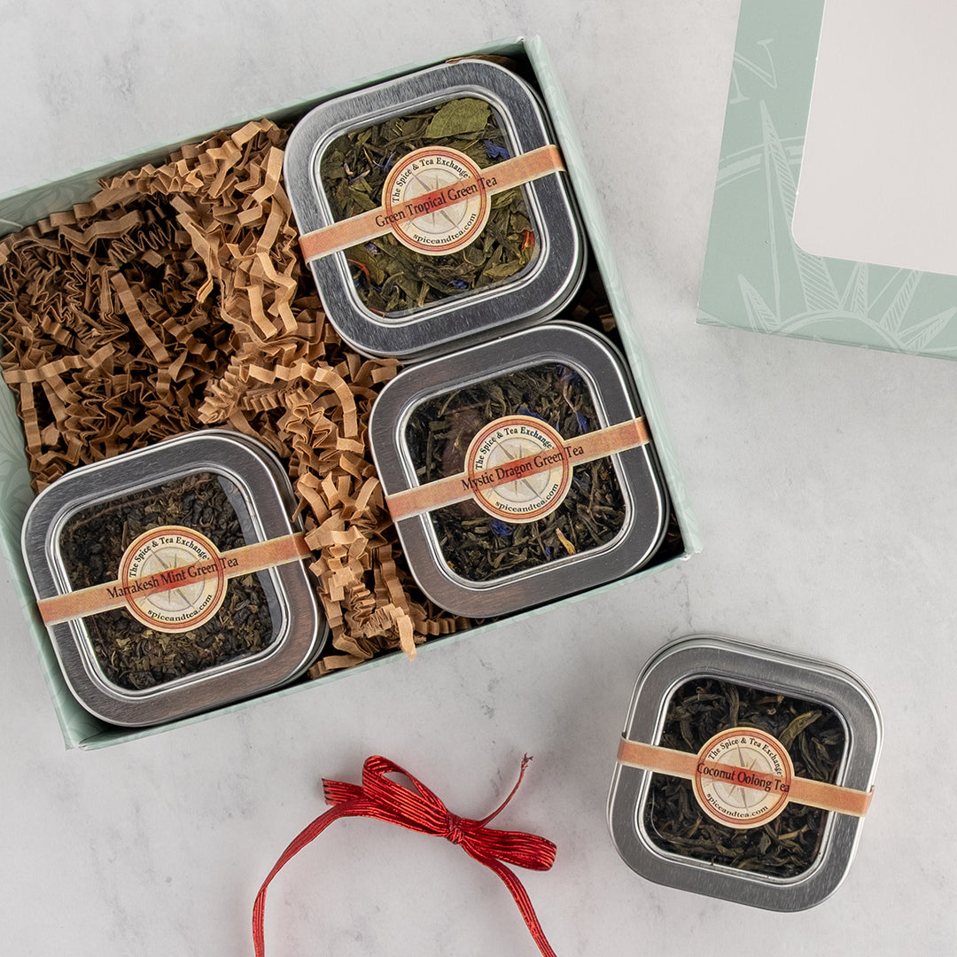 Green Tea 4 Tin Gift Box contents