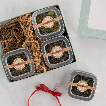 Green Tea 4 Tin Gift Box contents