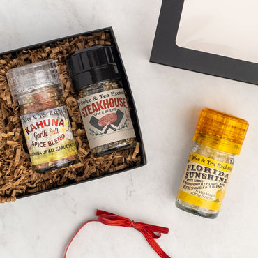 Griller's Go-To Mini Grinder Trio Gift Box contents