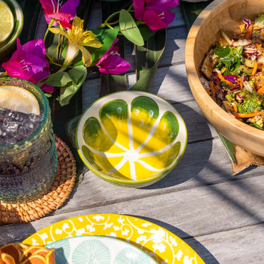 Lime Dip Bowl  on outdoor table setting - view 2
