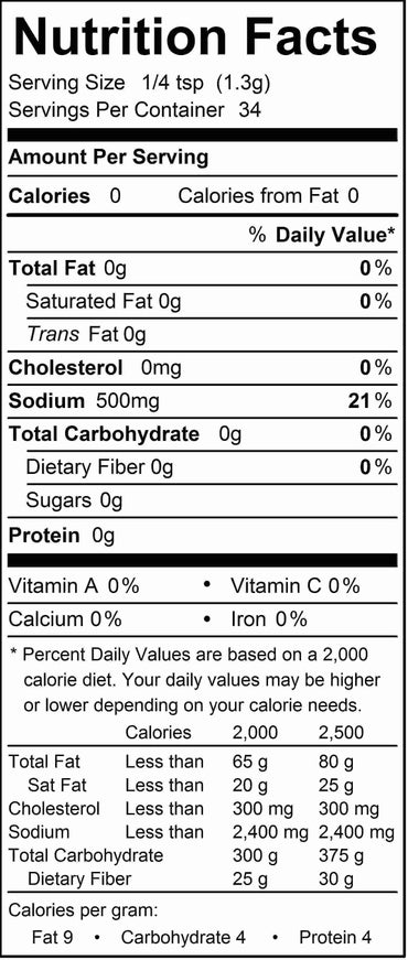 Lime Frost Sea Salt nutrition facts