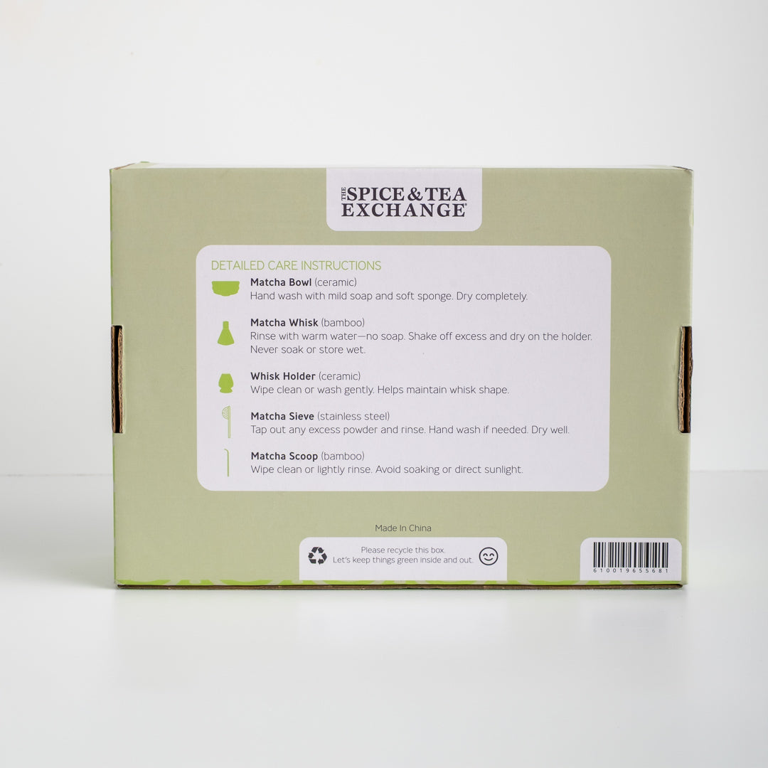 Box with care instructions and branding on a white background