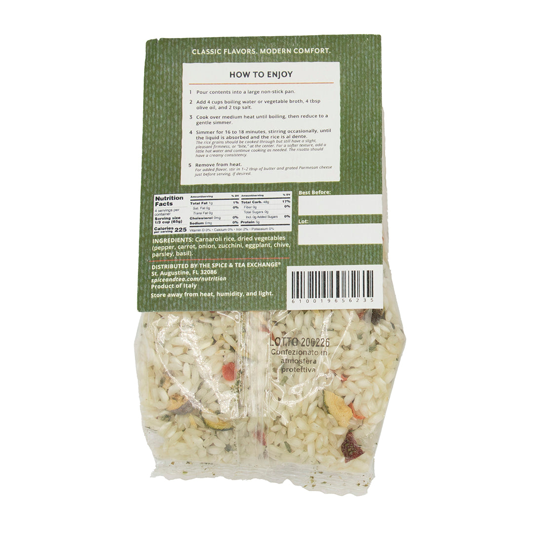 Packaged Mediterranean Risotto from The Spice & Tea Exchange on a white background - back side