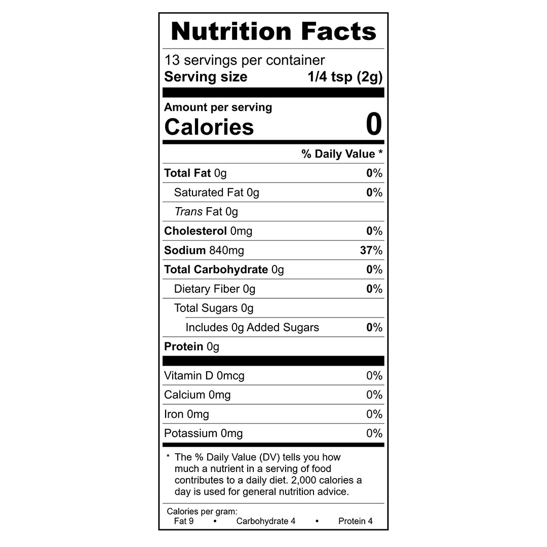 Mesquite Smoked Sea Salt Nutrition Facts