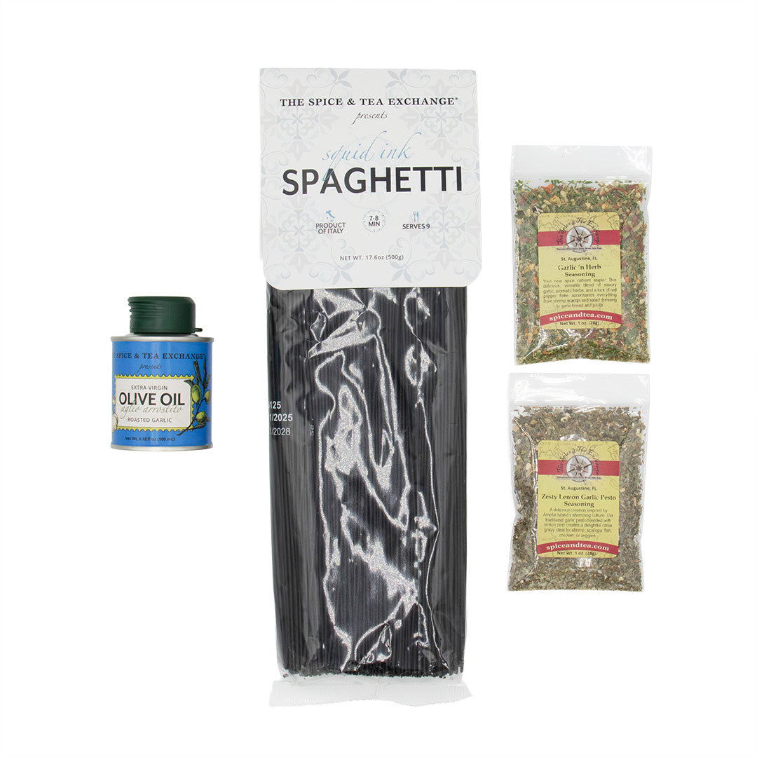 Midnight Garlic Pasta Kit contents