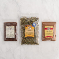 Mint Velvet Chocolate Latte Sampler contents on white granite