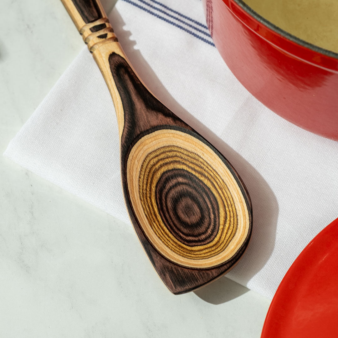 Natural Corner Spoon on towel and counter