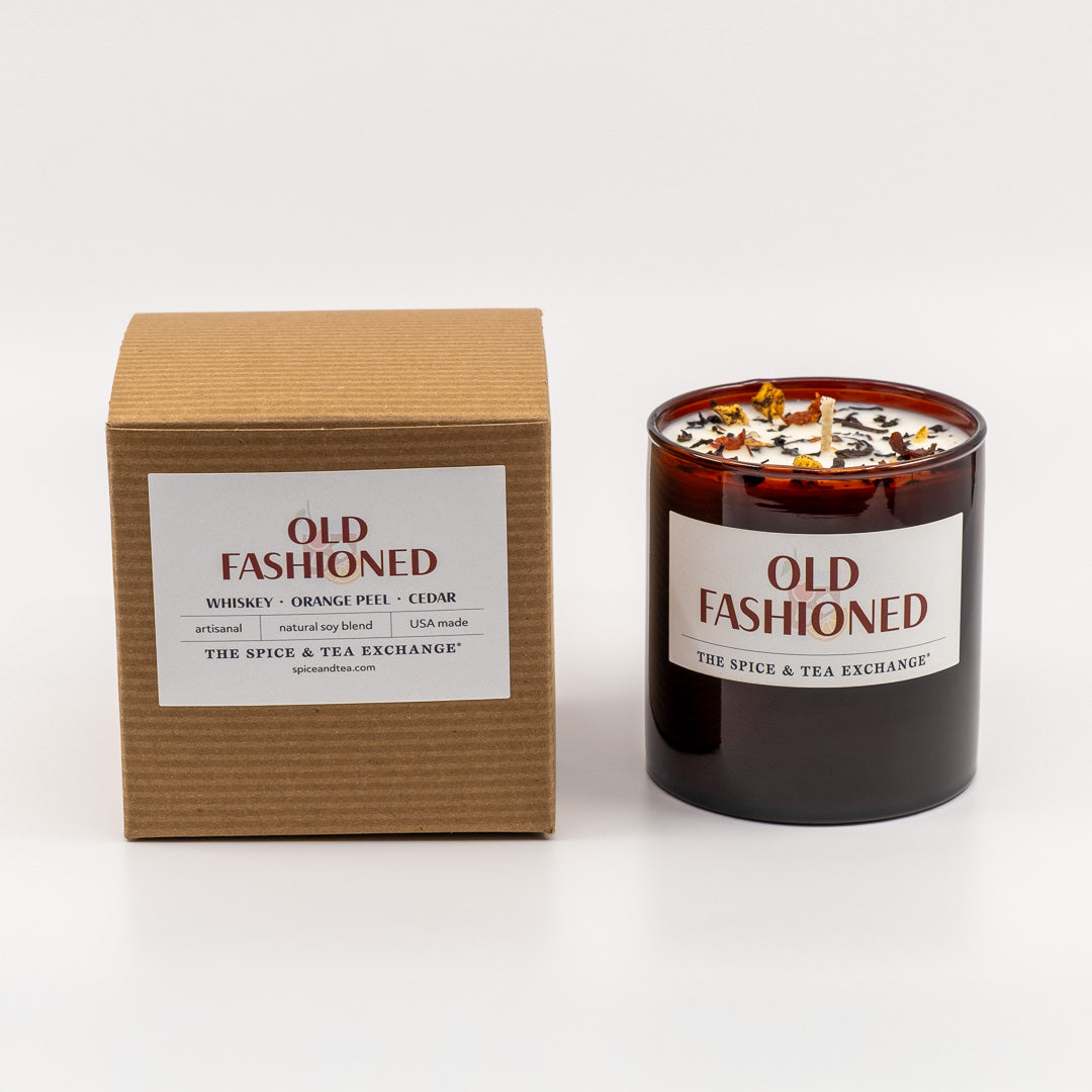Old Fashioned Candle next to its box