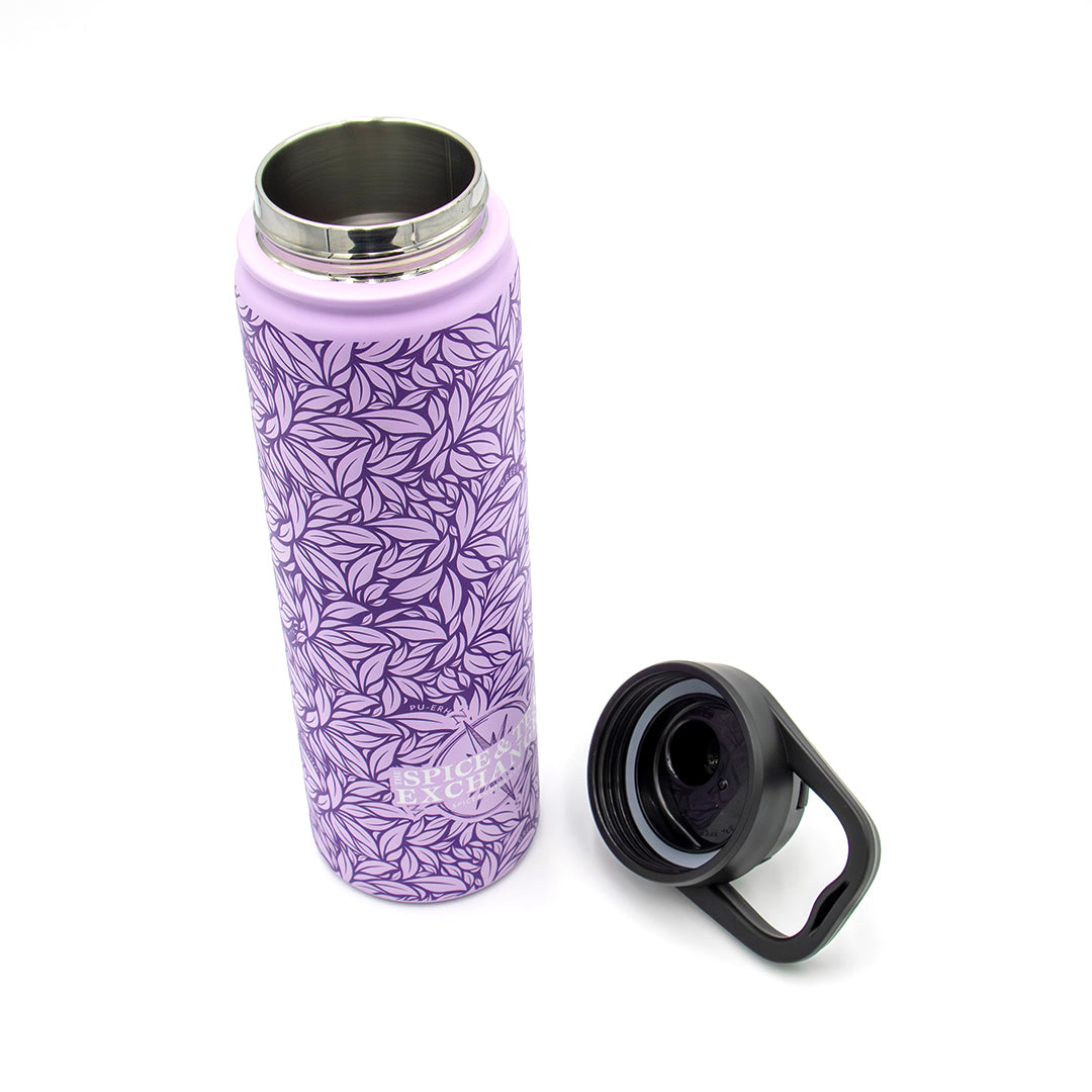 Purple Tea Leaf Traveler Infuser Tumbler - with lid off
