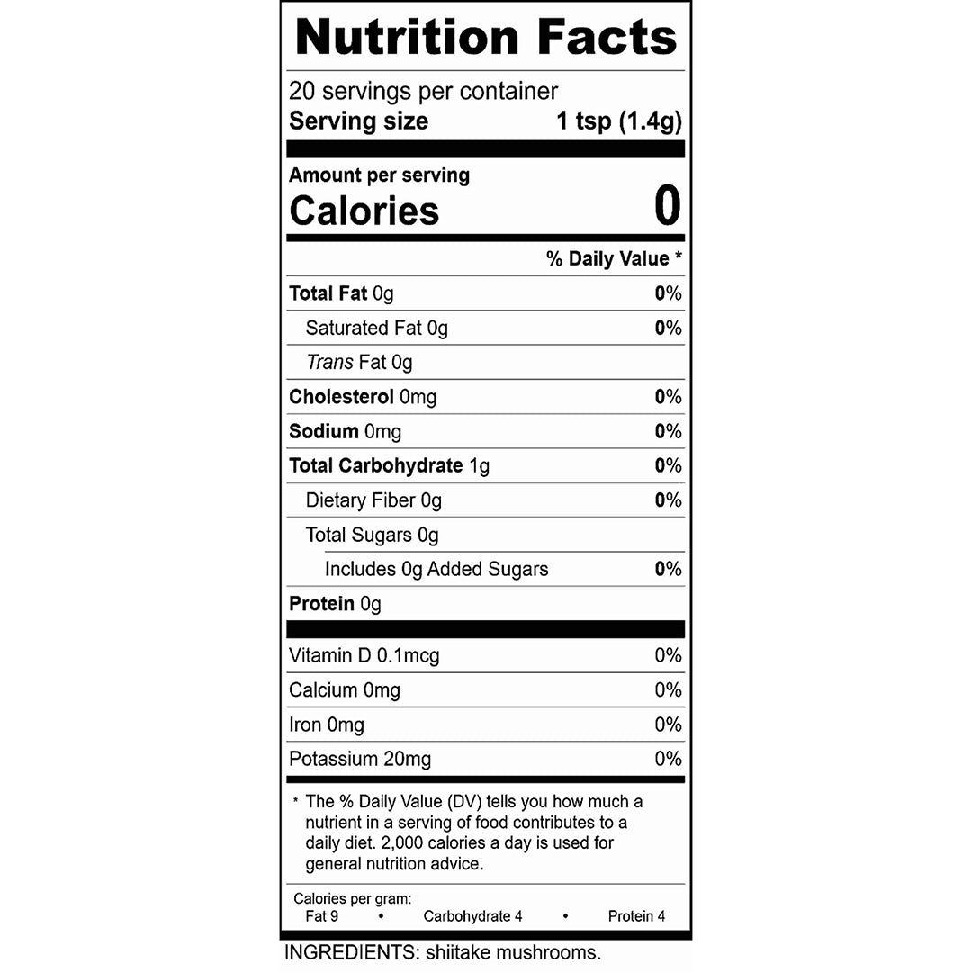 Shiitake Mushroom Powder Nutrition Facts