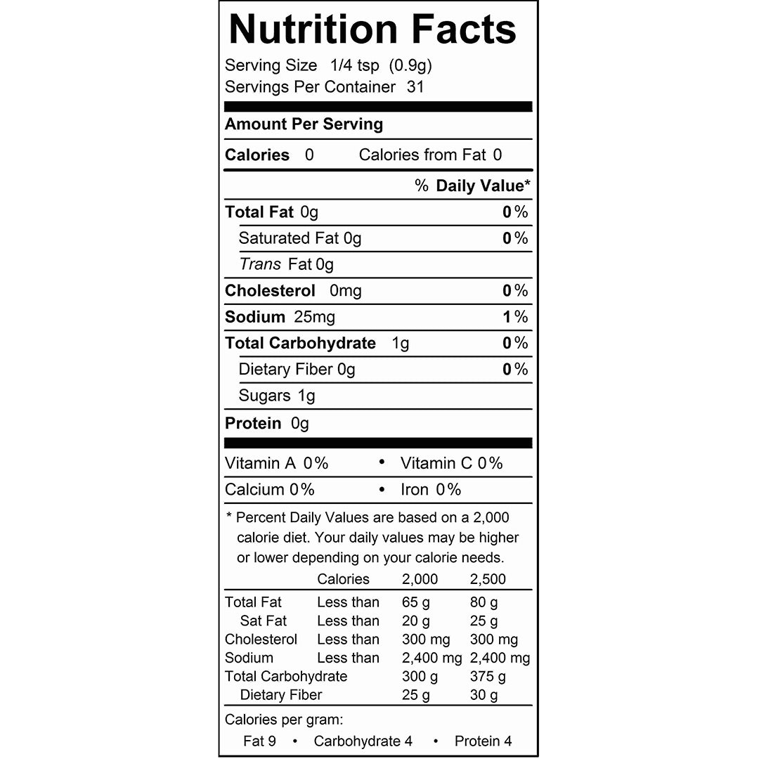 Spiced Ham Seasoning nutrition facts panel