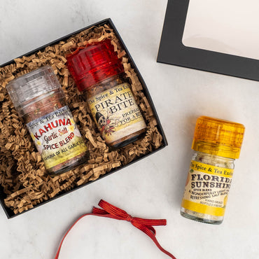 Sun & Spice Mini Grinder Trio Gift Box contents