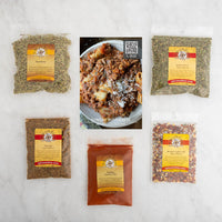 Sunday Bolognese recipe card and baggies: Rosemary Italian Herbal Spice Blend, Tuscany Spice Blend, Paprika Smoked Hot, Kickin Garlic Salt Spice Blend