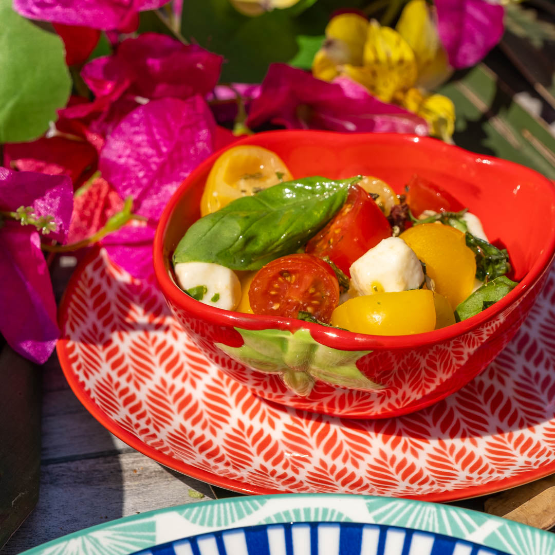 Tomato Dip Bowl with salad in