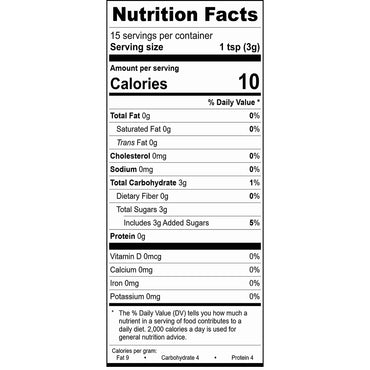 Wild Blueberry Sugar Nutrition Facts