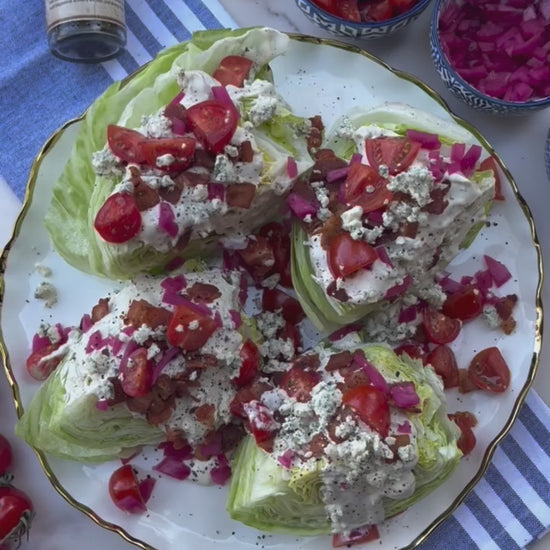 Wedge Salad recipe being made