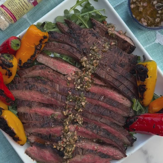 Hot Honey Flank Steak recipe being made