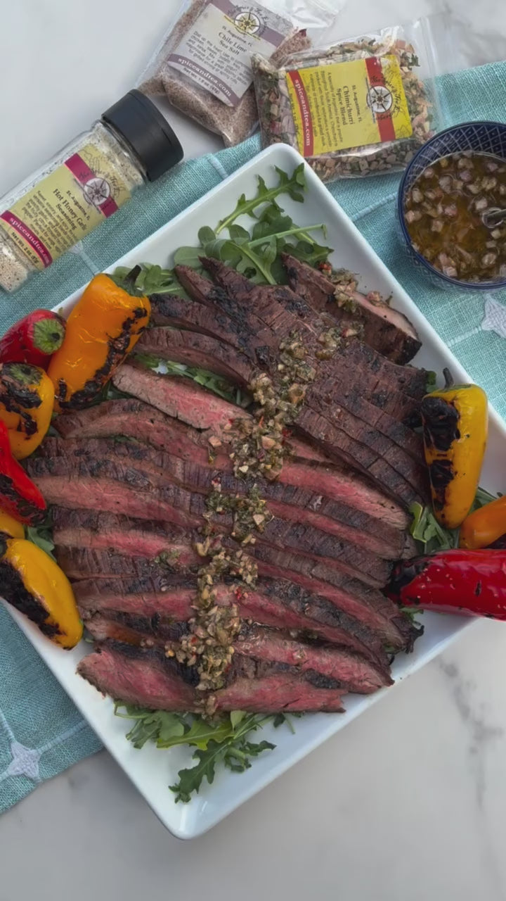 Hot Honey Flank Steak recipe being made
