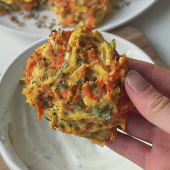 Crispy Veggie Latkes recipe being made